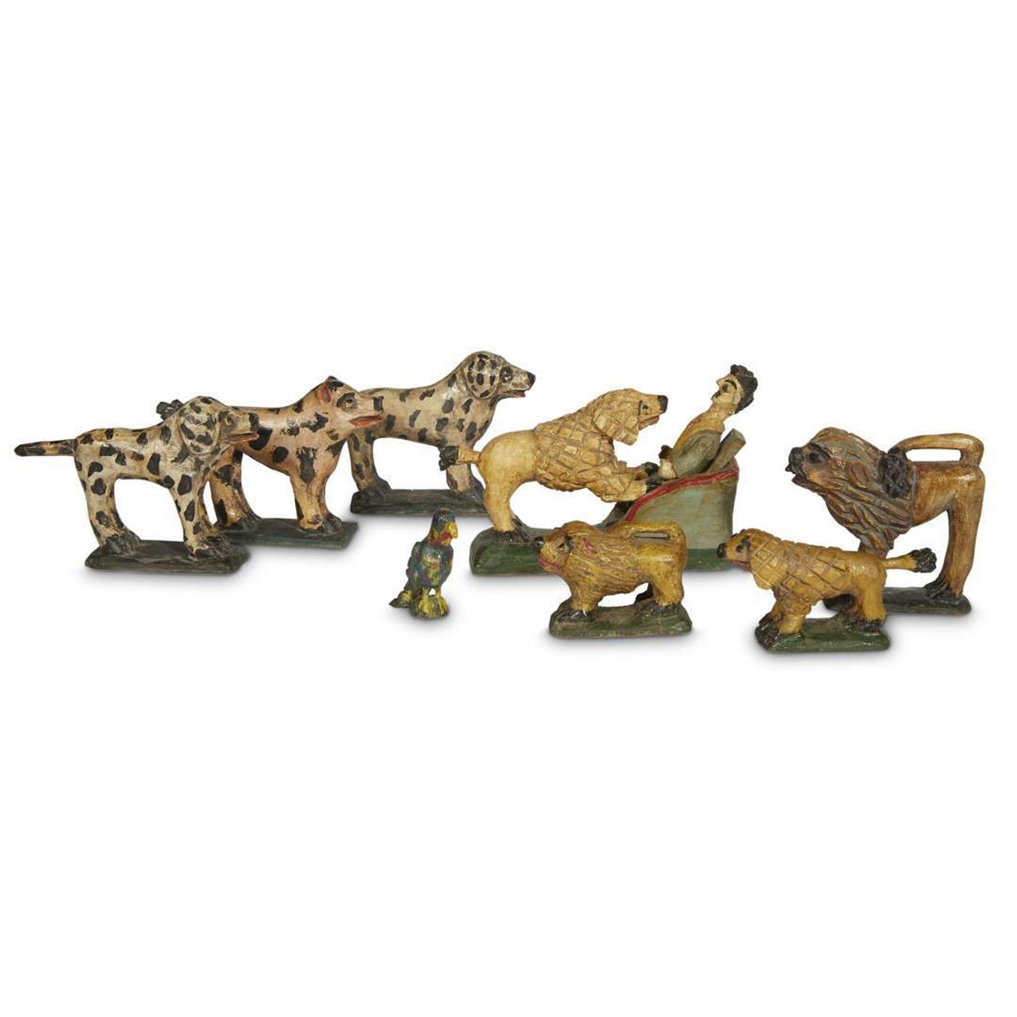 Group of eight small carved and painted animals in the manner of Wilhelm Schimmel (1817-1890) Robert Stauffer, late 20th century