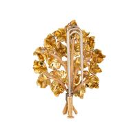 BUCCELLATI, TRICOLOR GOLD AND CULTURED PEARL BROOCH
