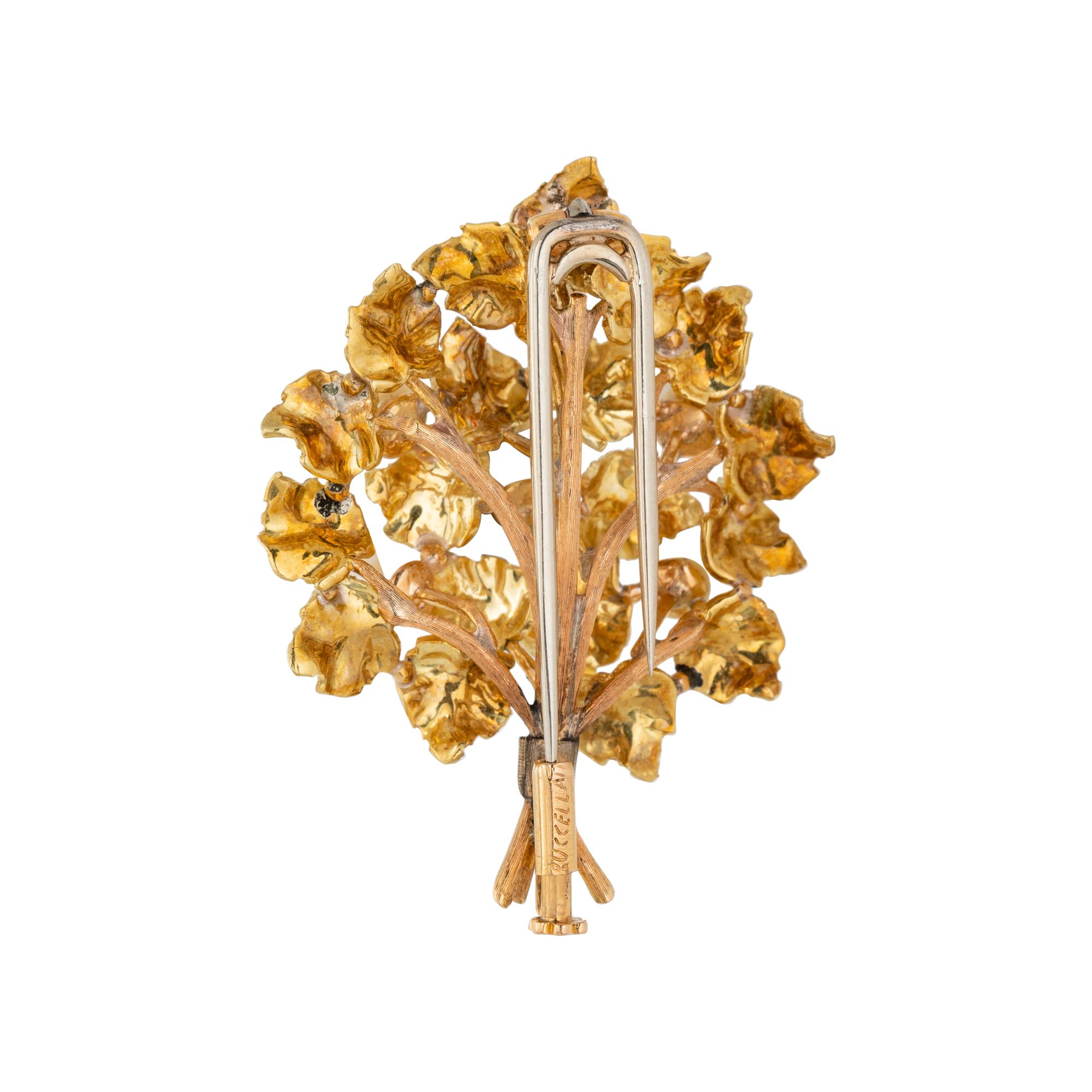BUCCELLATI, TRICOLOR GOLD AND CULTURED PEARL BROOCH