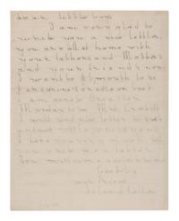 KELLER, Helen Adams (1880-1968). Autograph letter signed ("Helen A. Keller") to unidentified "dear little boys." N.p., July 1888.