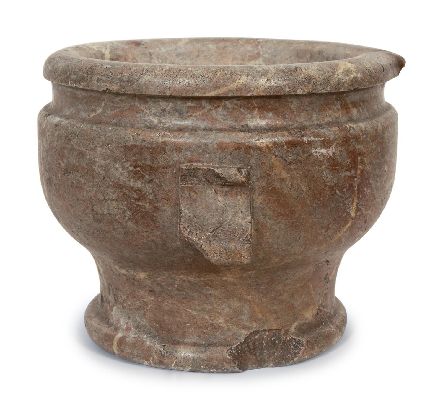 A Continental Carved Marble Mortar