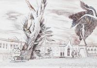 Aaron Bohrod, (Wisconsin, 1907-1992), Town Square, Baraboo