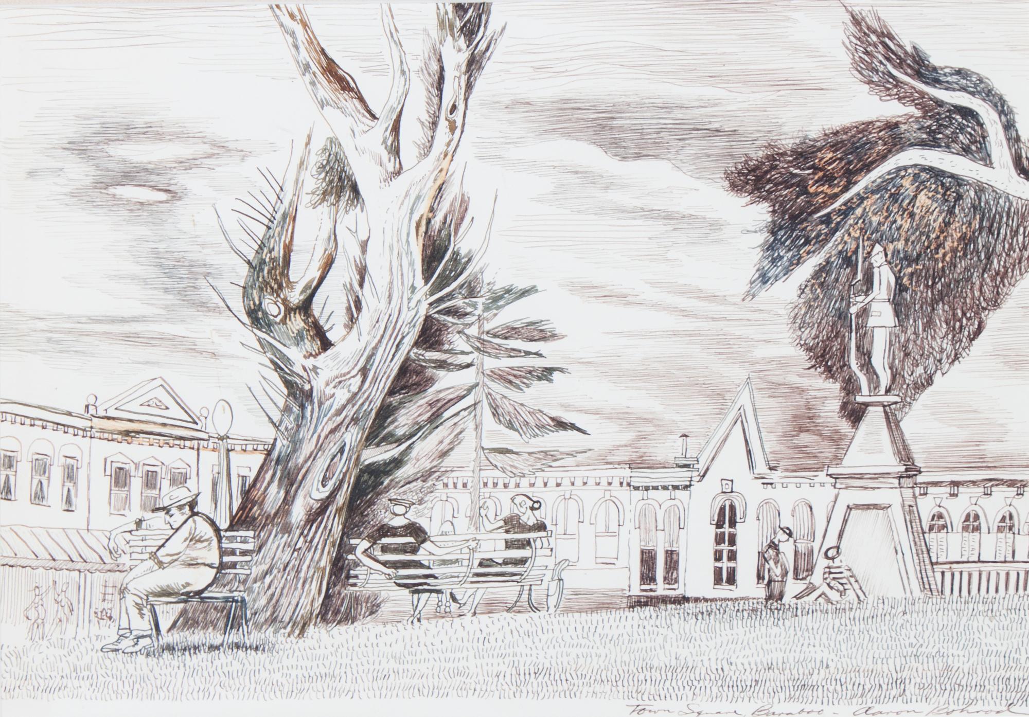 Aaron Bohrod, (Wisconsin, 1907-1992), Town Square, Baraboo
