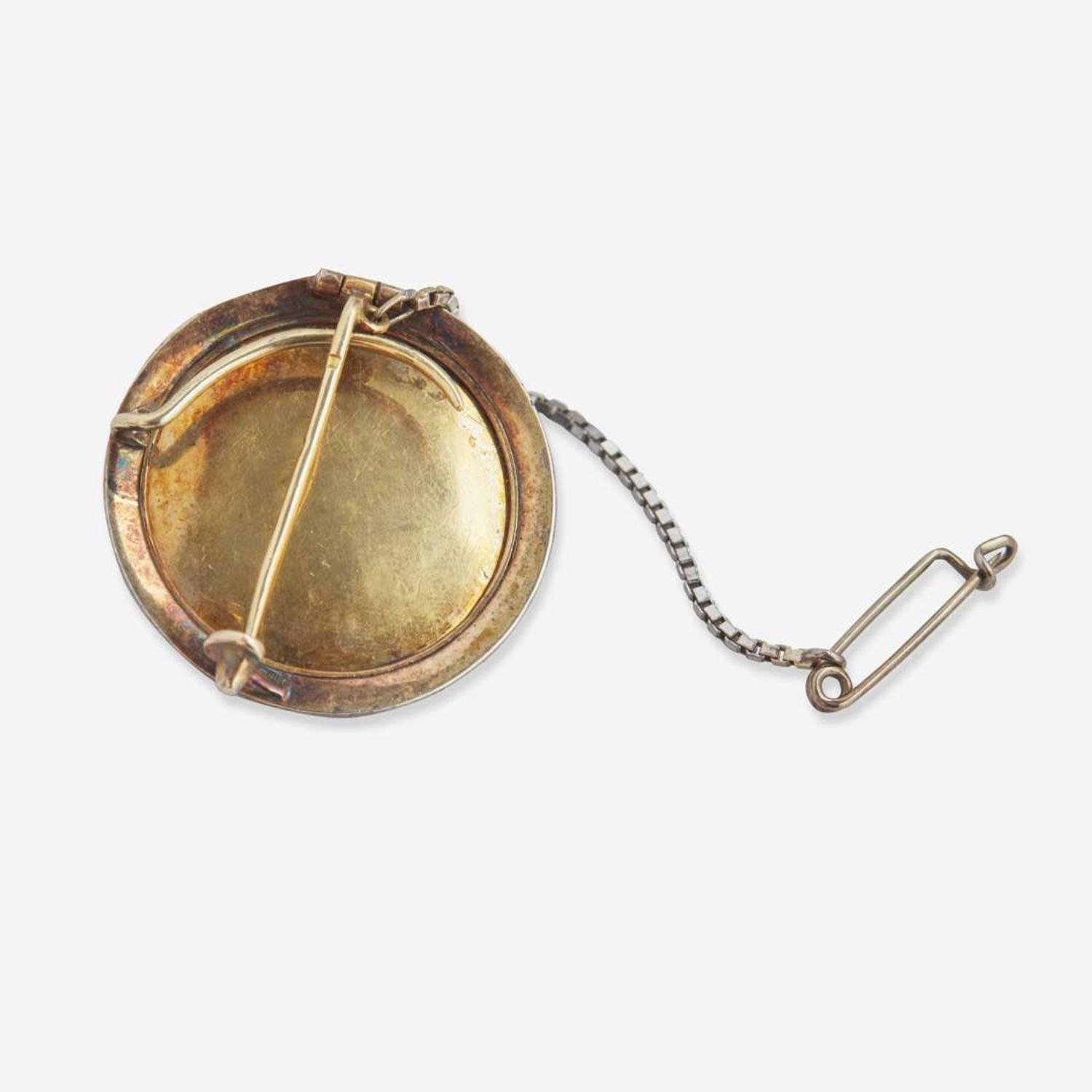 A 14K Yellow Gold, Diamond, and Enamel Brooch Victorian, c.1890