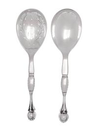 Two Georg Jensen Ornamental Silver Serving Spoons