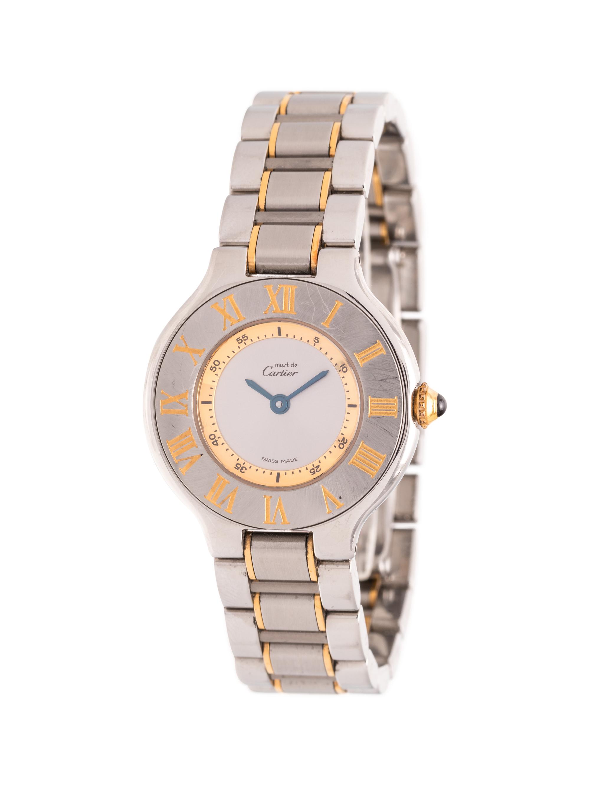 CARTIER, STAINLESS STEEL AND YELLOW GOLD 'MUST DE CARTIER 21' WRISTWATCH
