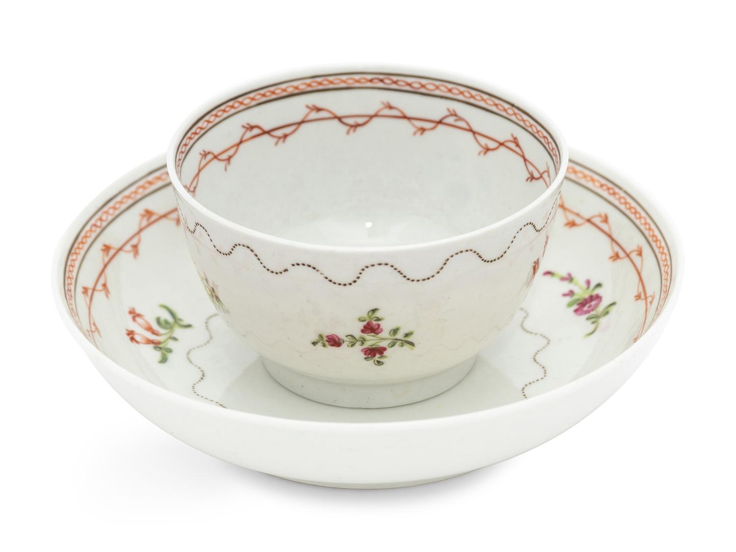 A Set of Four English Porcelain Tea Bowls and Saucers