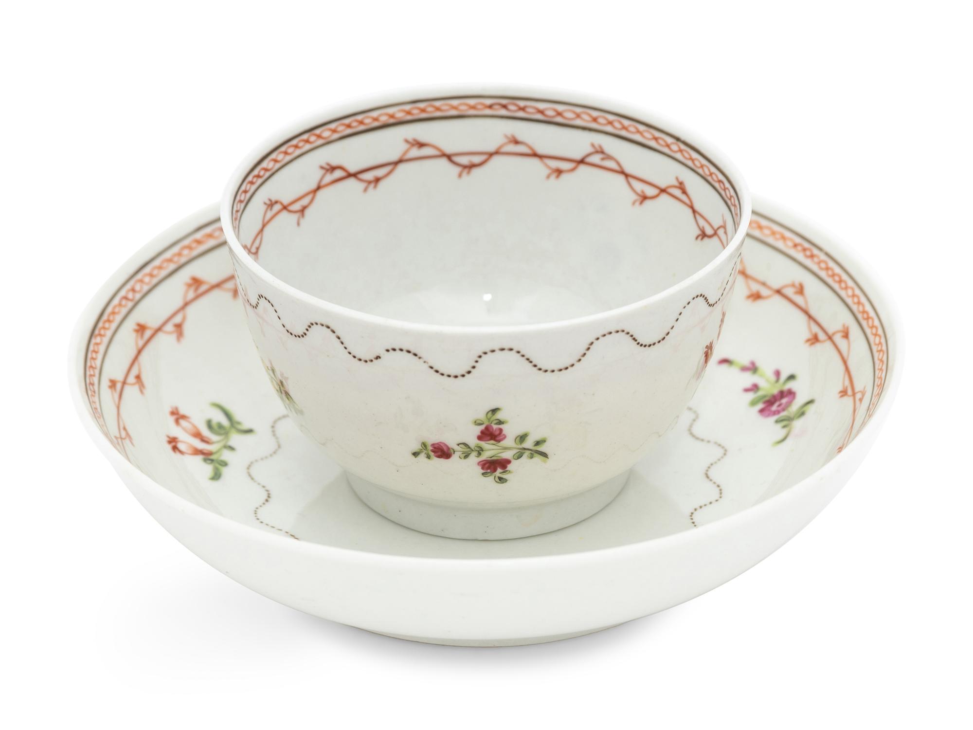 A Set of Four English Porcelain Tea Bowls and Saucers