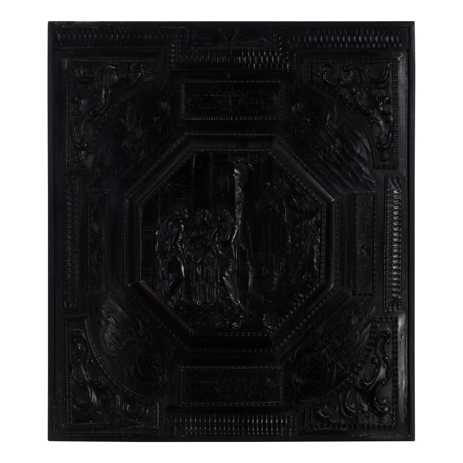 A Flemish Carved Ebony Panel