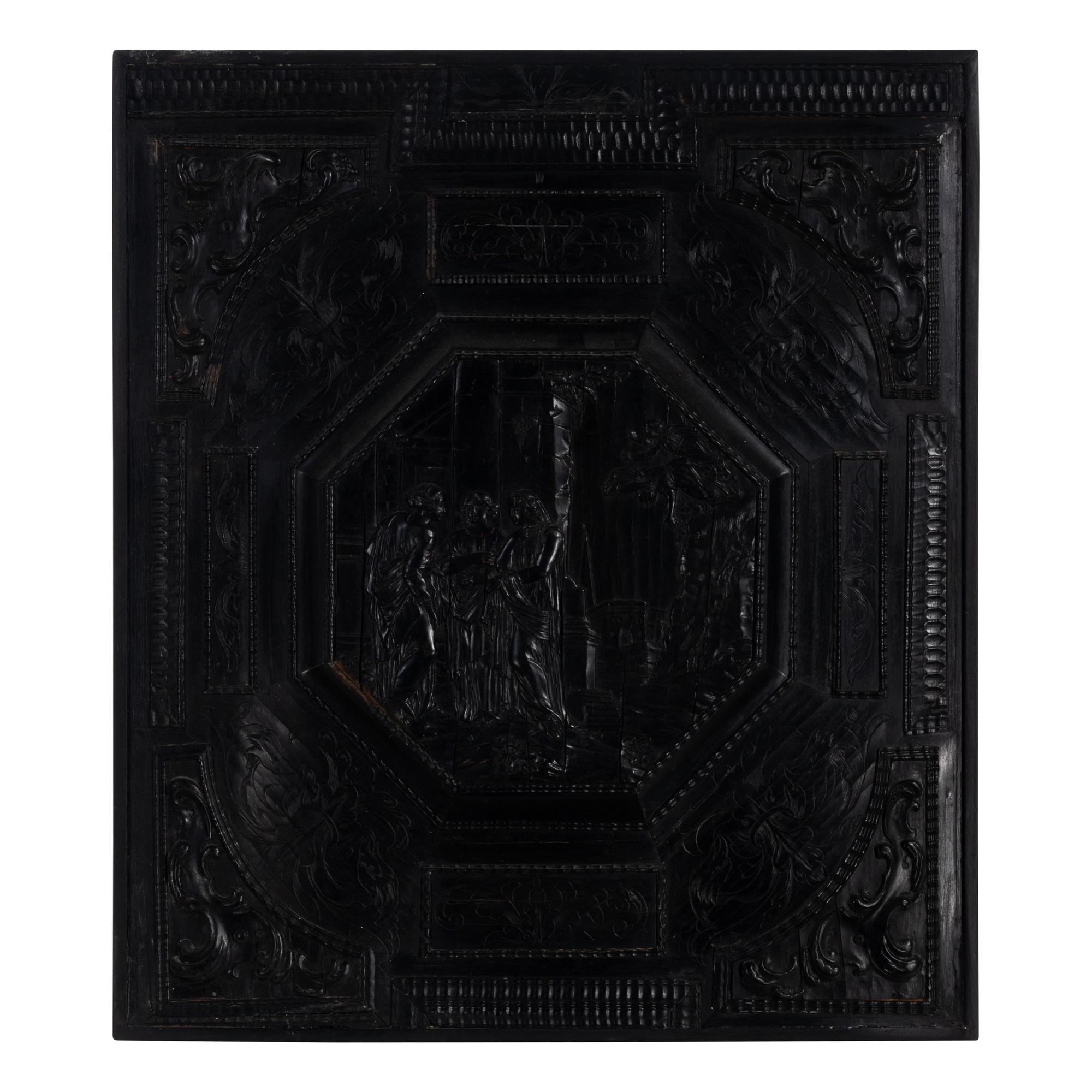 A Flemish Carved Ebony Panel