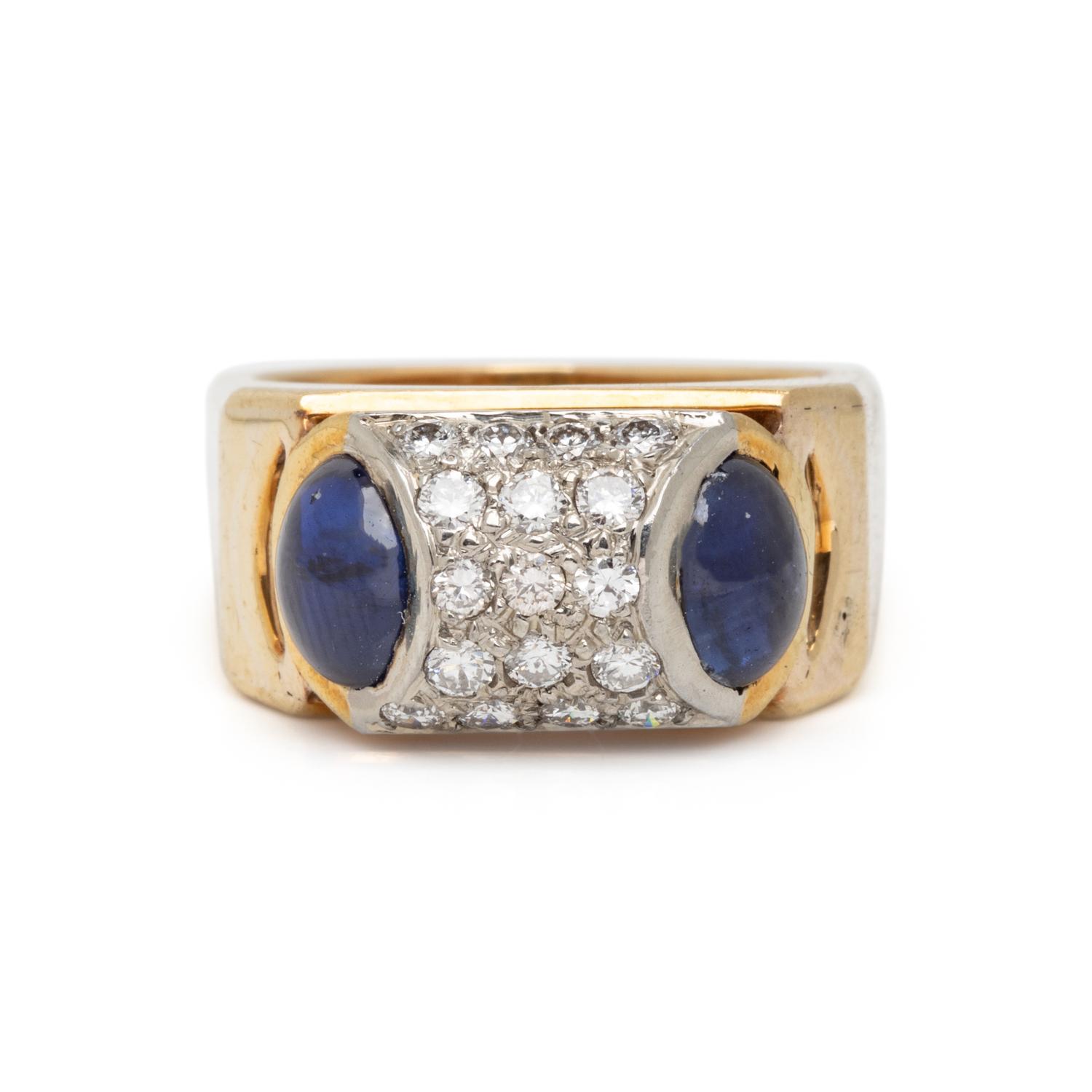 NIVA, YELLOW GOLD, SAPPHIRE, AND DIAMOND NECKLACE AND RING