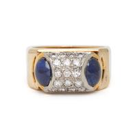 NIVA, YELLOW GOLD, SAPPHIRE, AND DIAMOND NECKLACE AND RING