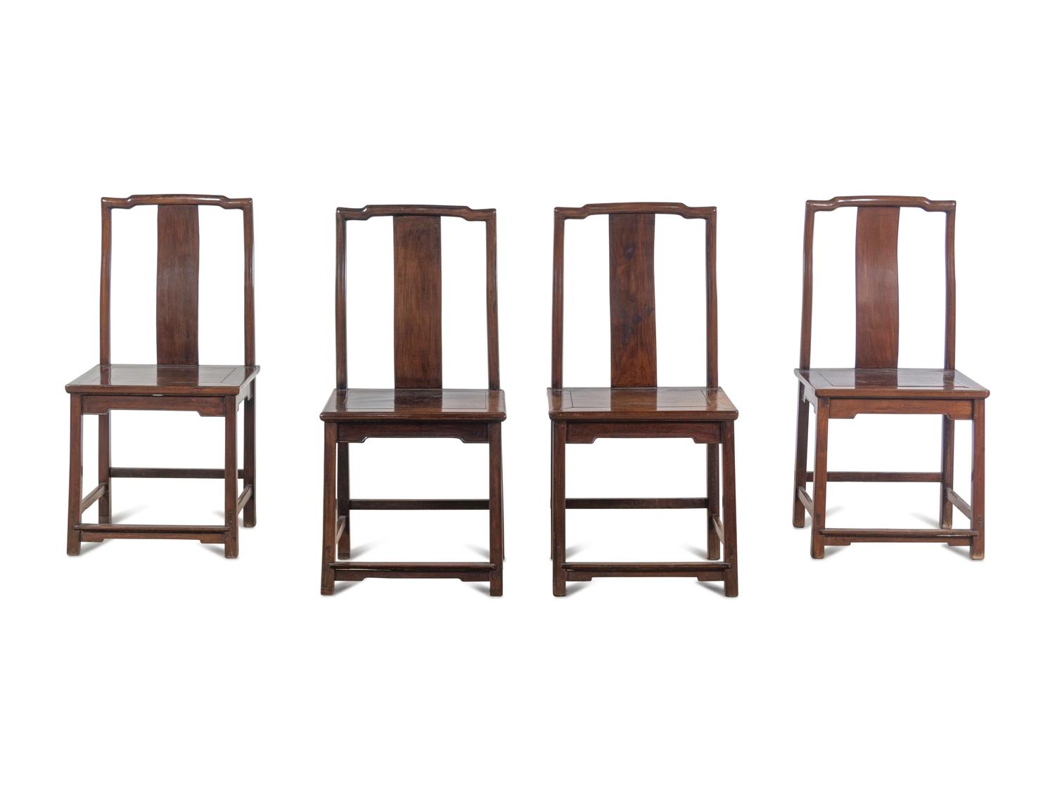 A Set of Four Hardwood Lamphanger Chairs, Dengguayi