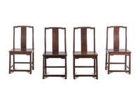 A Set of Four Hardwood Lamphanger Chairs, Dengguayi