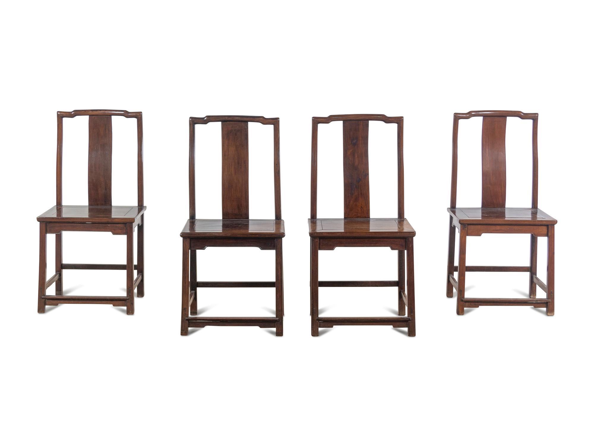 A Set of Four Hardwood Lamphanger Chairs, Dengguayi