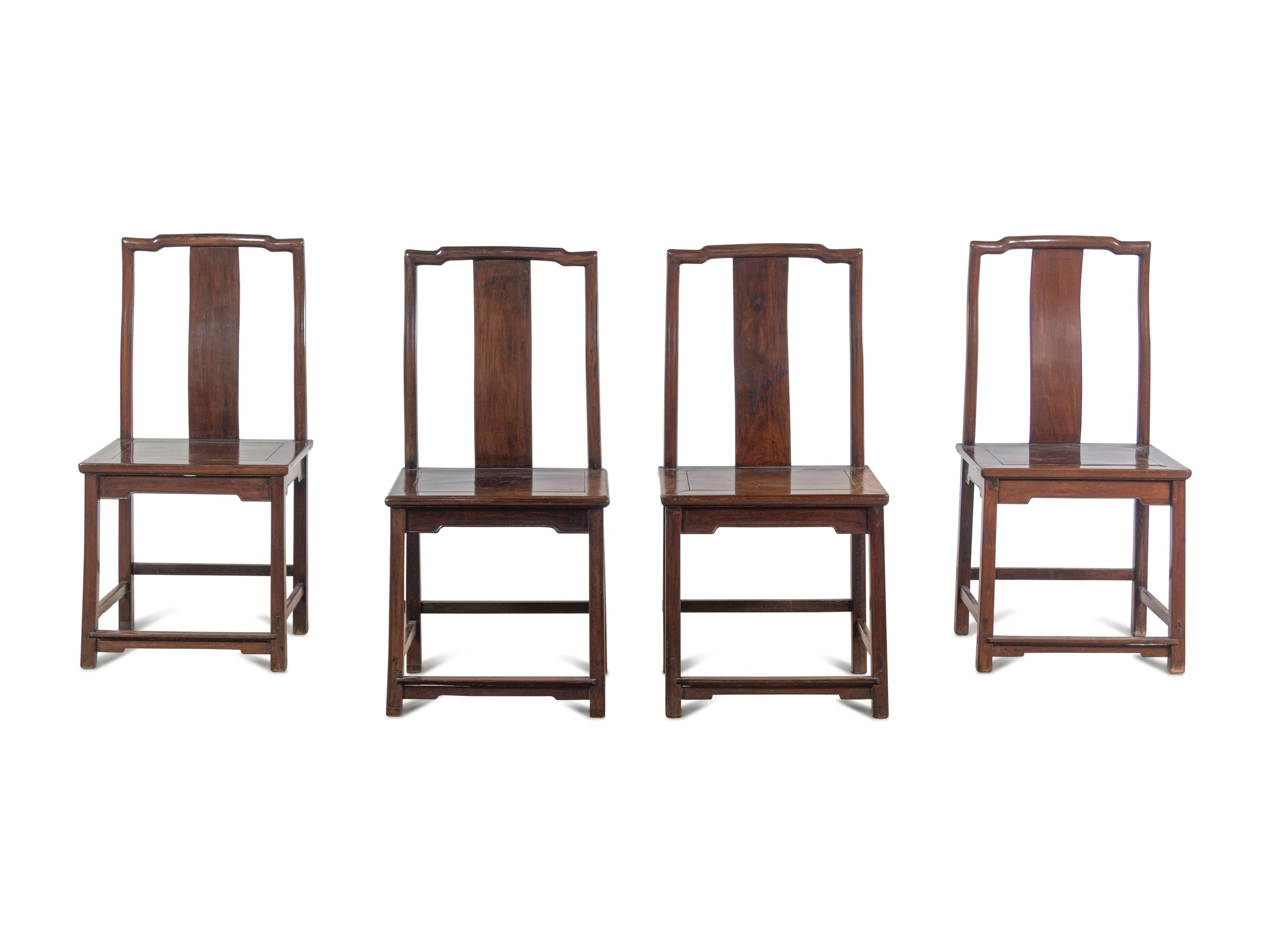 A Set of Four Hardwood Lamphanger Chairs, Dengguayi