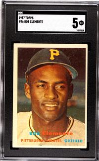 A 1957 Topps Roberto Clemente Baseball Card No. 76 (SGC 5 EX)