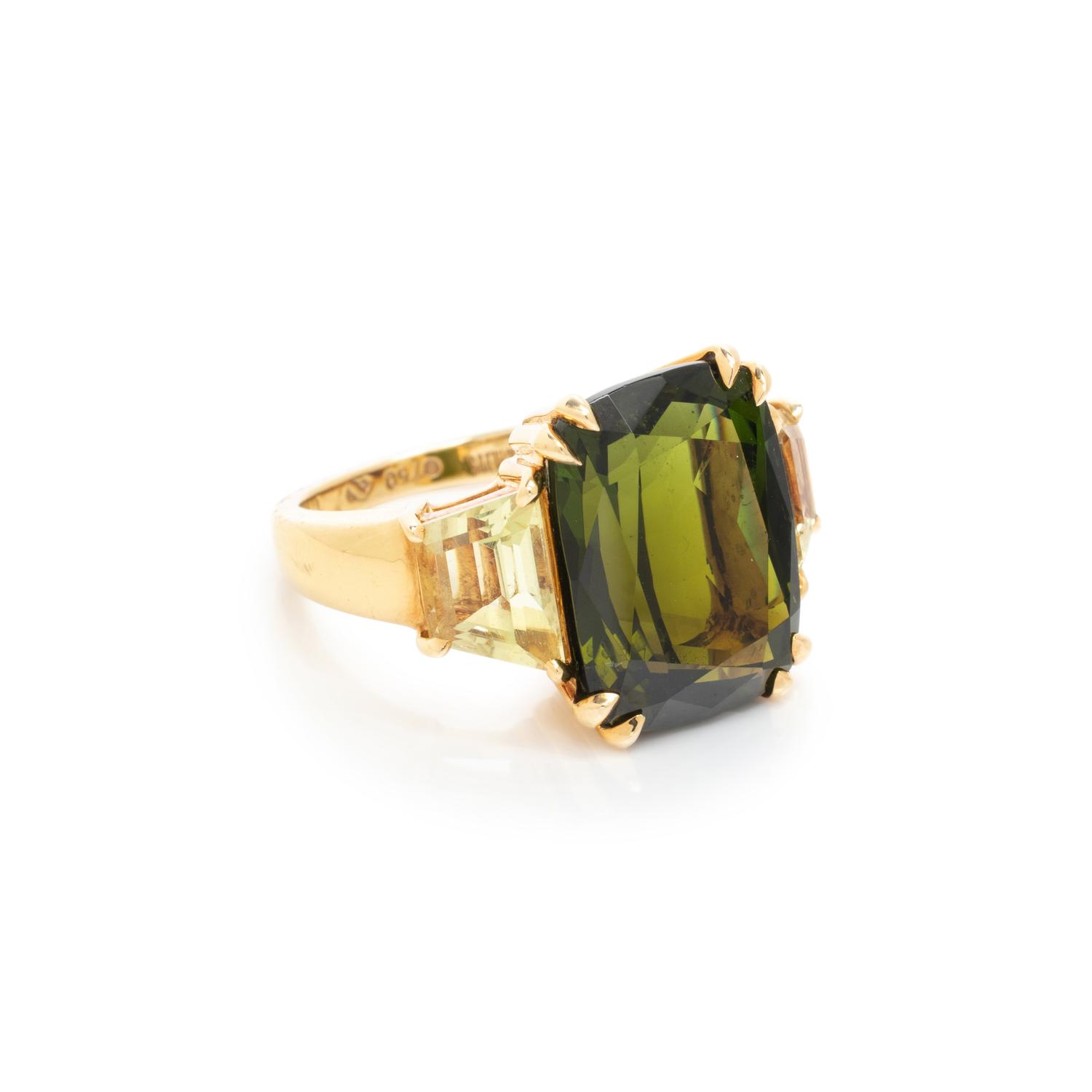 SEAMAN SCHEPPS, GREEN TOURMALINE AND CITRINE RING