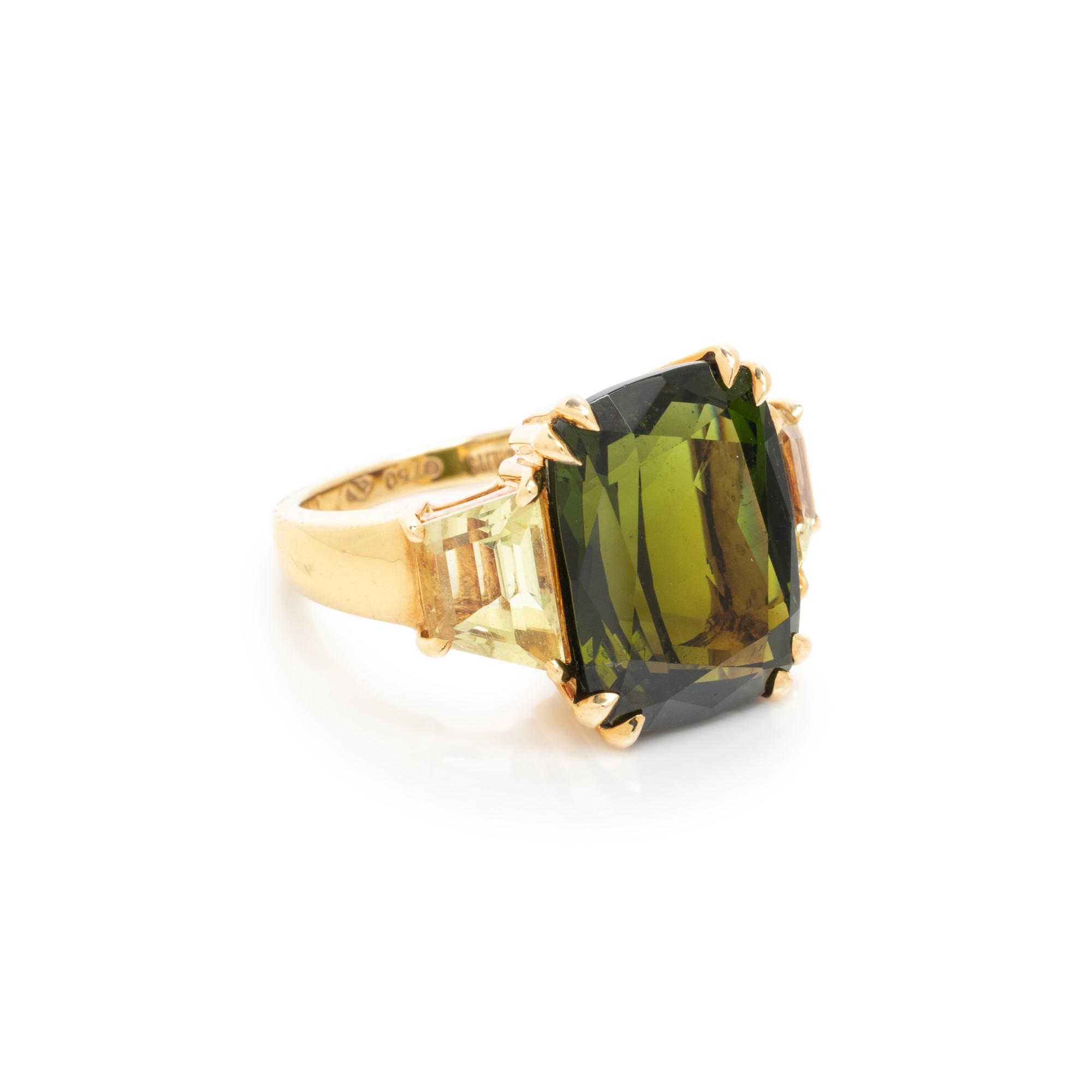 SEAMAN SCHEPPS, GREEN TOURMALINE AND CITRINE RING