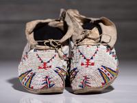 Sioux Beaded Hide Moccasins, with Thunderbird