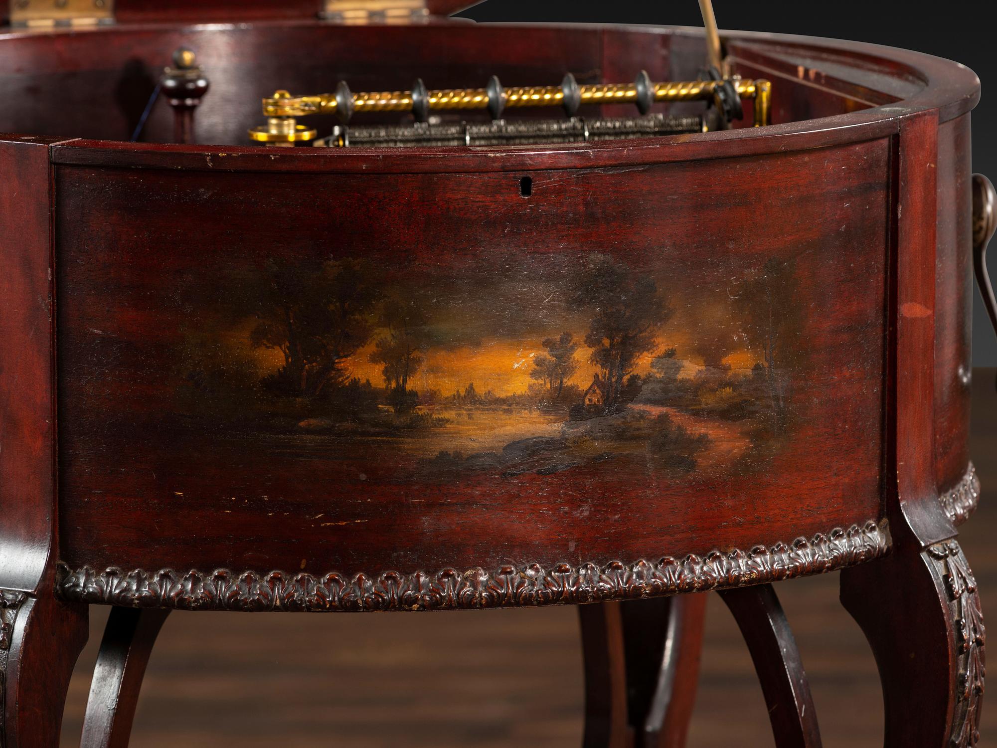 A Regina 'Rookwood ' Paint Decorated 20 Inch Drum Music Box