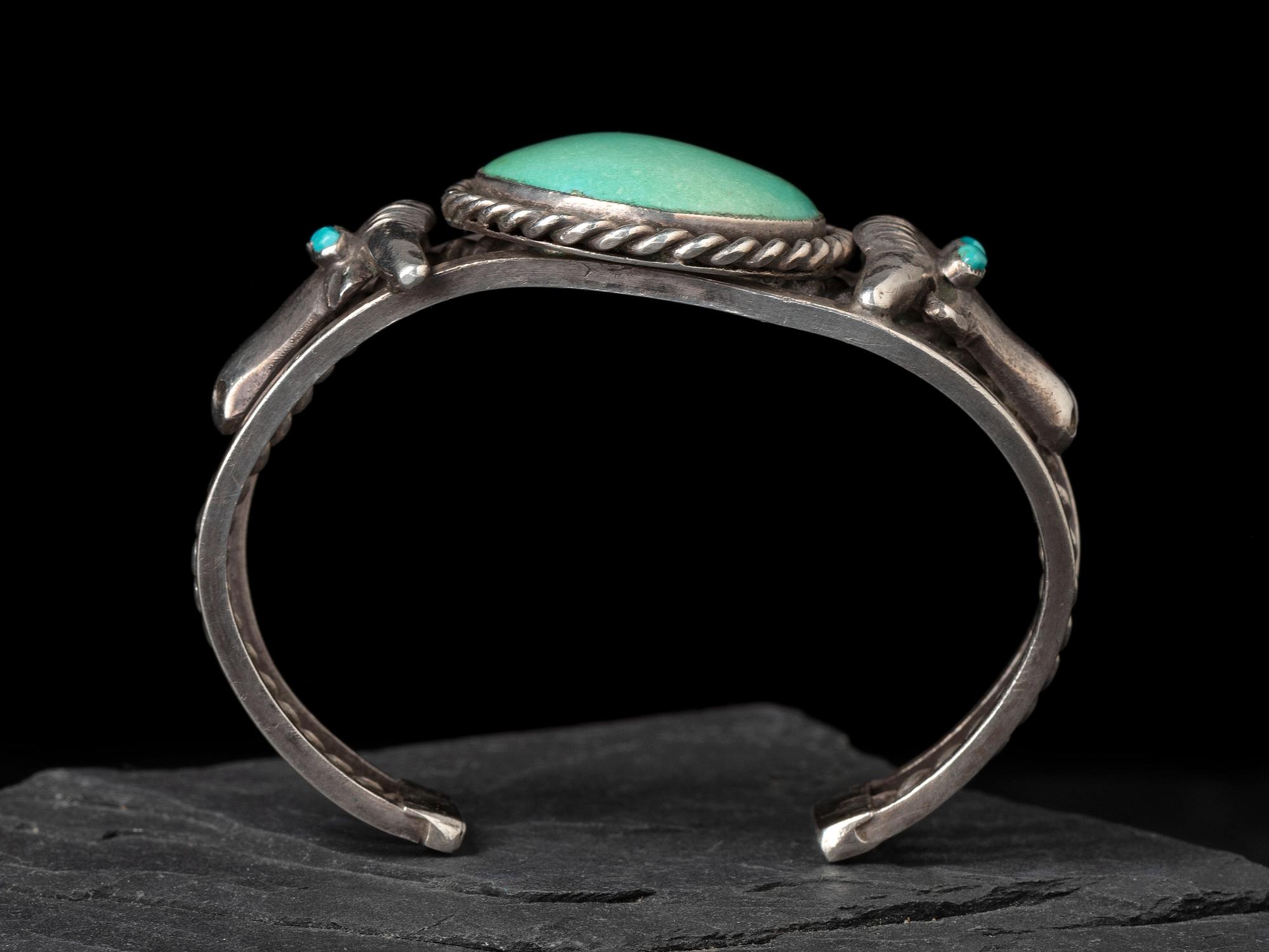 Silver and Turquoise Steer Cuff Bracelet