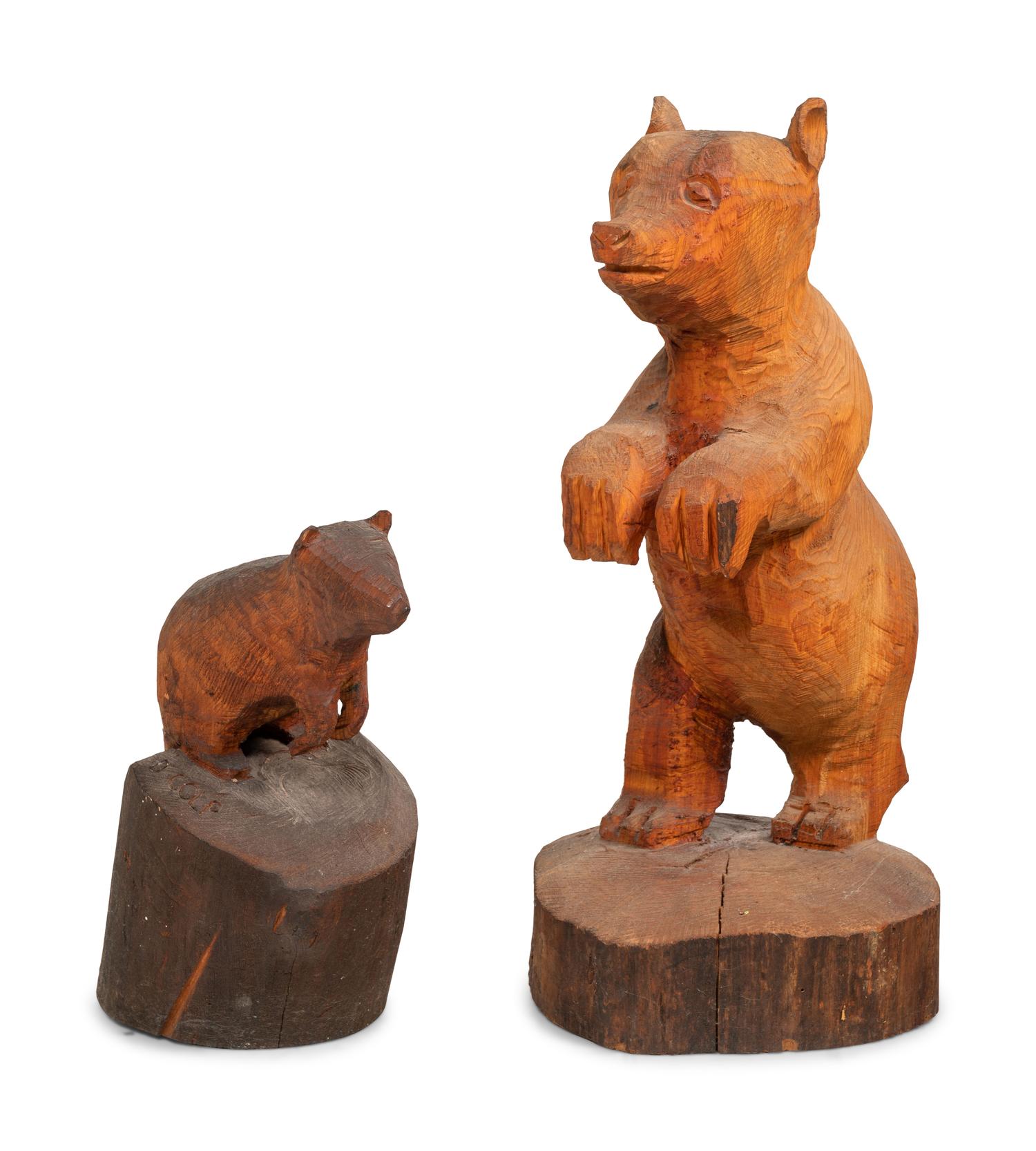 Two Carved Wood Animals by Don Colp (American, b. 1932)