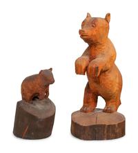 Two Carved Wood Animals by Don Colp (American, b. 1932)