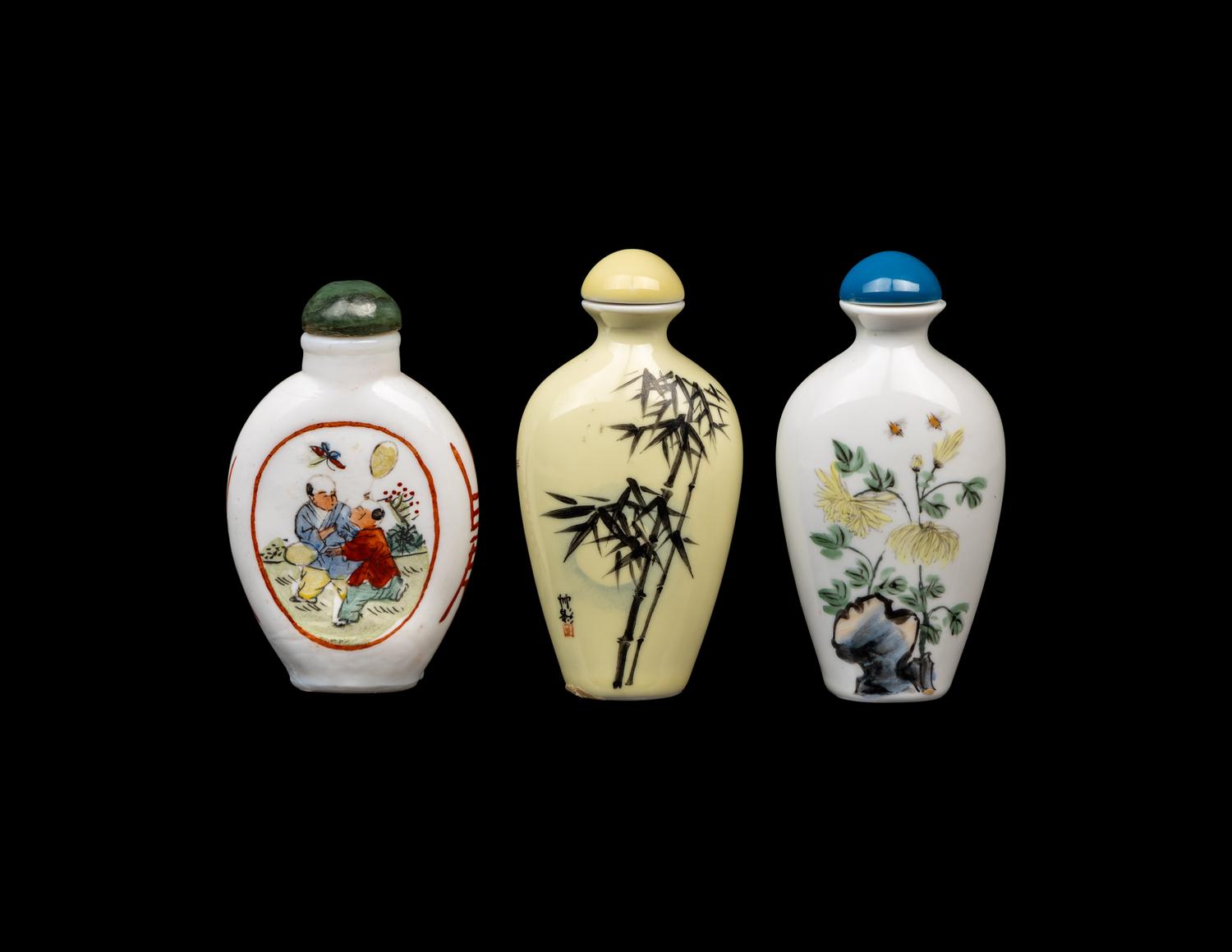 Three Chinese Porcelain Snuff Bottles