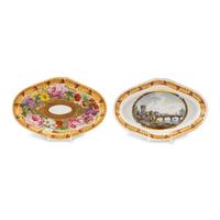 Two English Porcelain Lozenge-Shaped Dishes