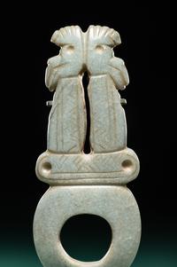 A Costa Rican Green Jade Double Avian Pendant