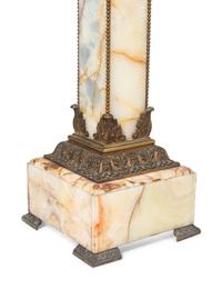 A Neoclassical Gilt Bronze Mounted Onyx Pedestal