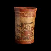 A Maya Polychrome Cylinder Vessel