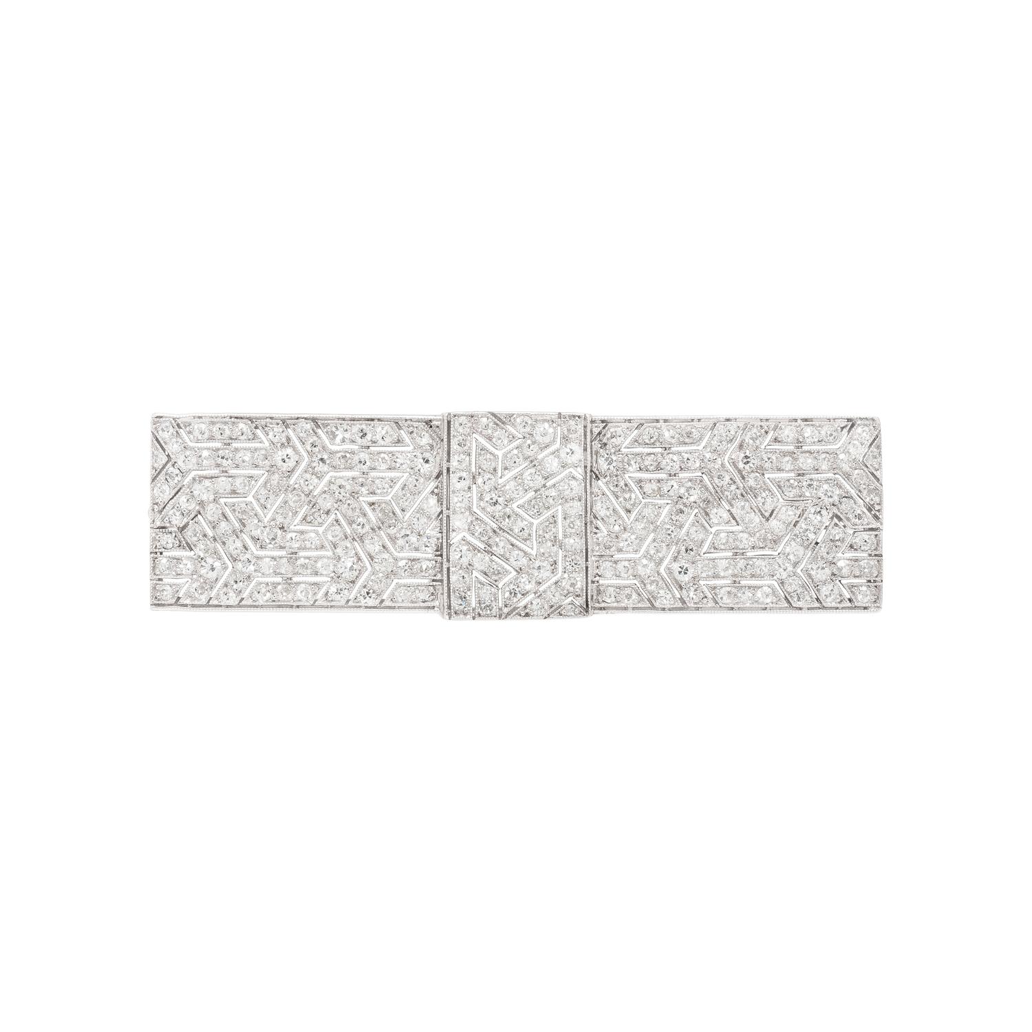 ART DECO, DIAMOND BOW BROOCH