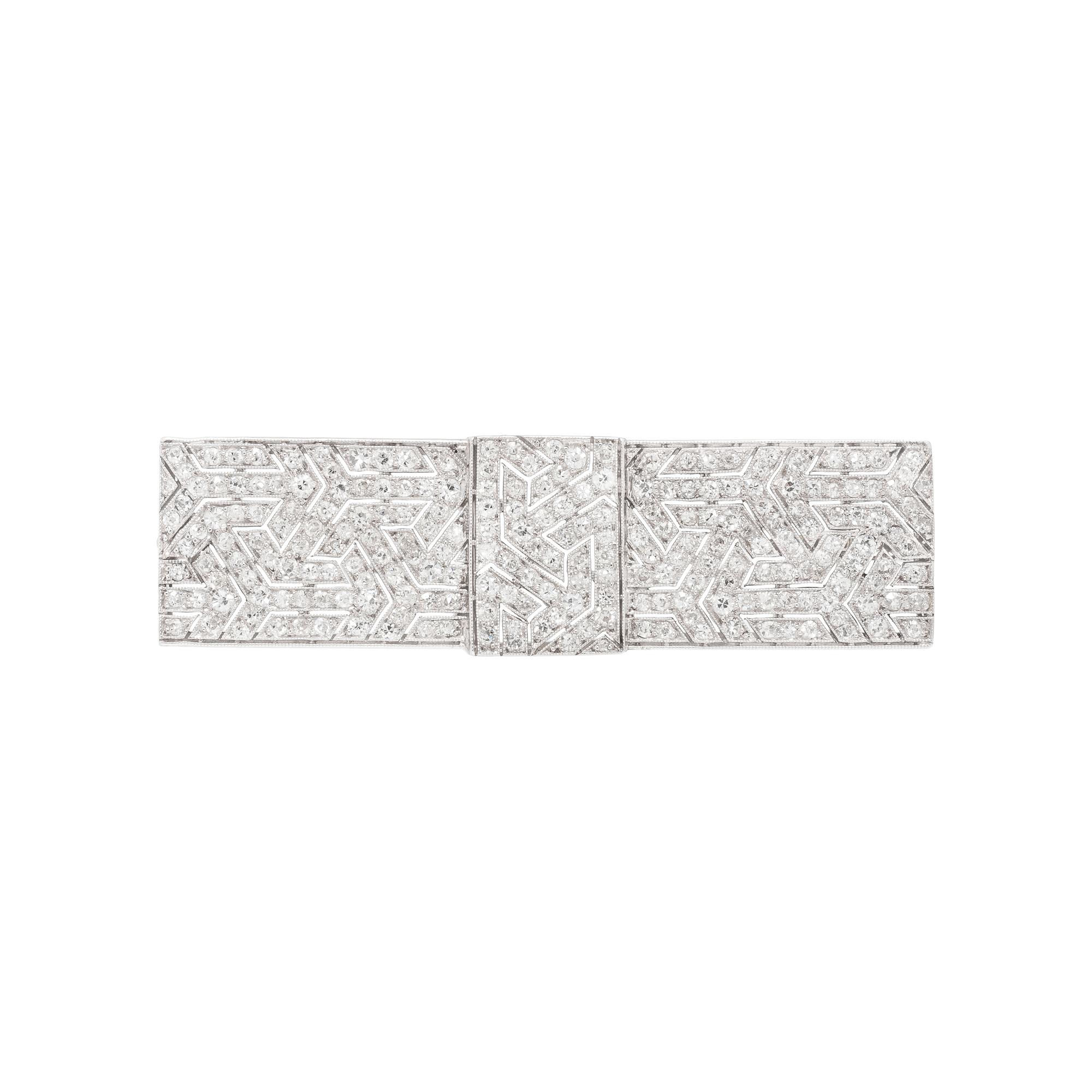 ART DECO, DIAMOND BOW BROOCH