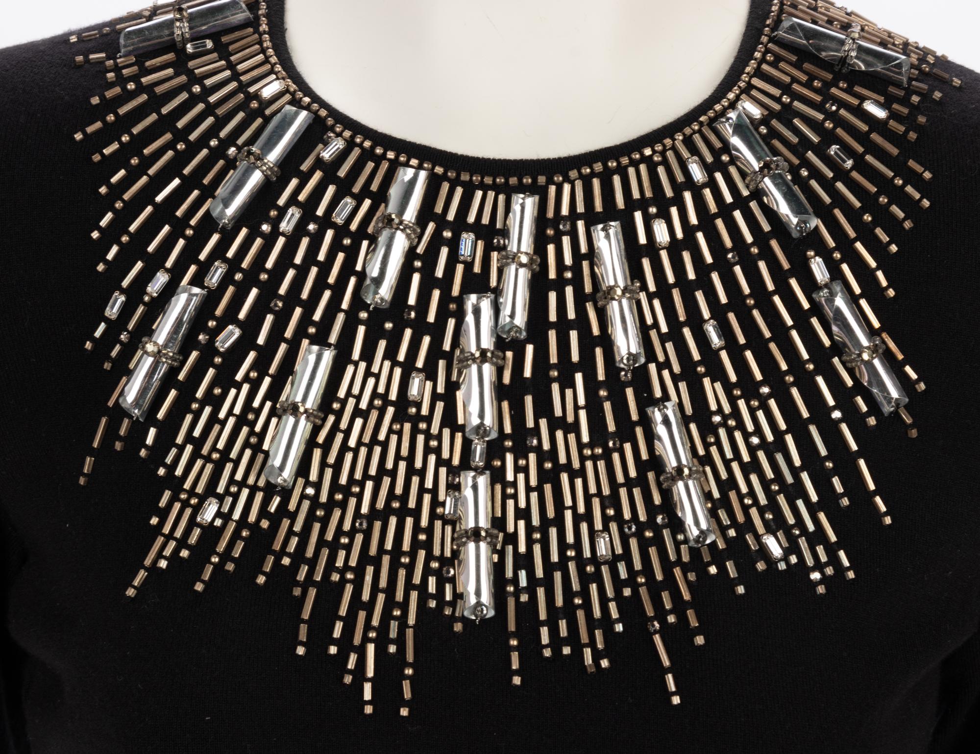 Five Oscar de la Renta Embellished Neckline Sweaters, ca.2009