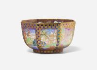 A Small Wedgwood Fairyland Lustre "Dana" Pattern Octagonal Bowl, UK, 1920s