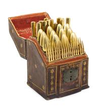 A Continental Tooled Leather Cutlery Box Height 9 inches. — 18TH CENTURY