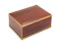 A Gilt Metal Mounted Agate Table Casket, , raised on four bracket feet.