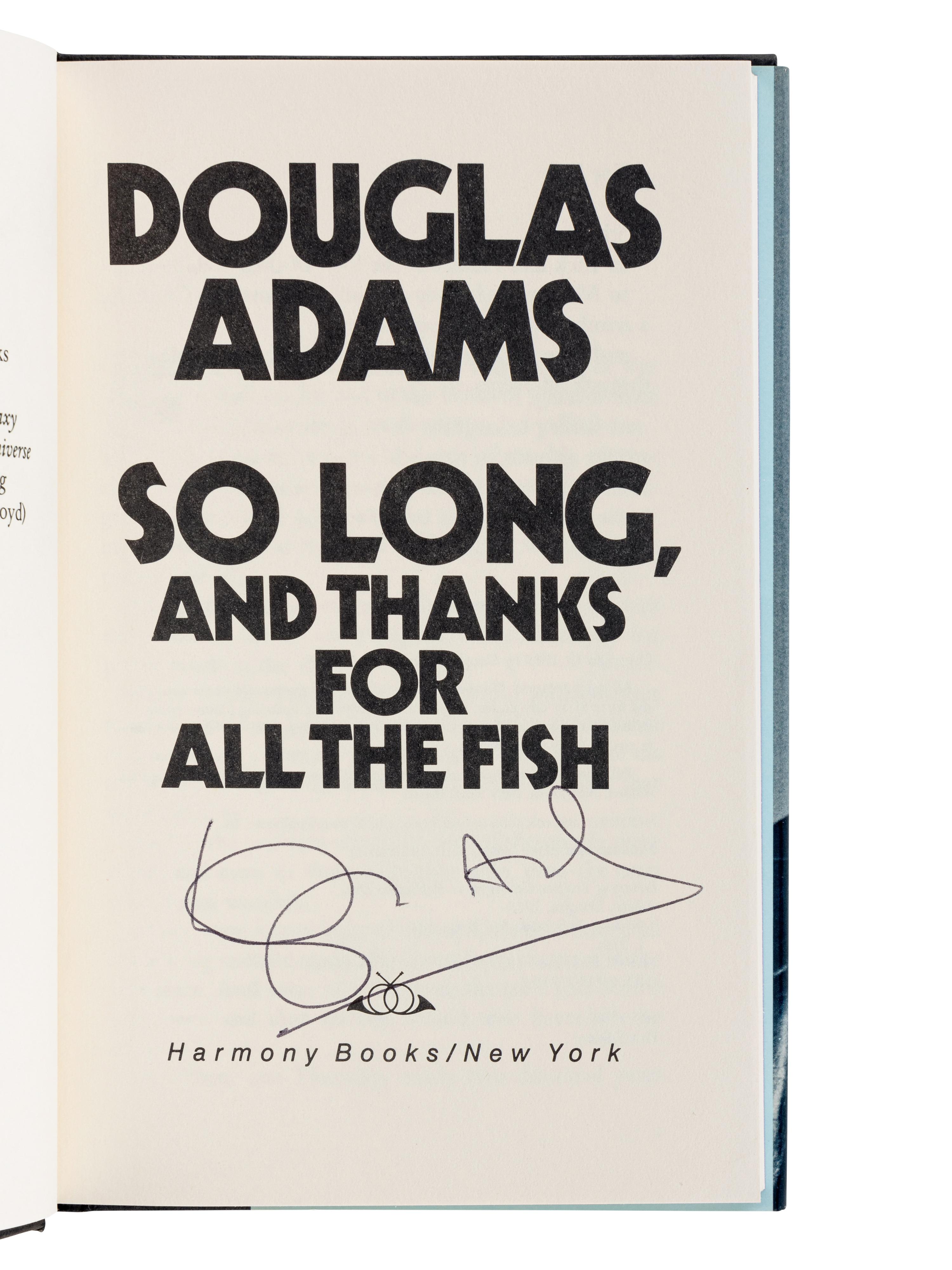 ADAMS, Douglas (1952-2001). A group of 5 SIGNED FIRST EDITION novels by Adams, including 4 books from the Hitchhiker’s Guide series, comprising: