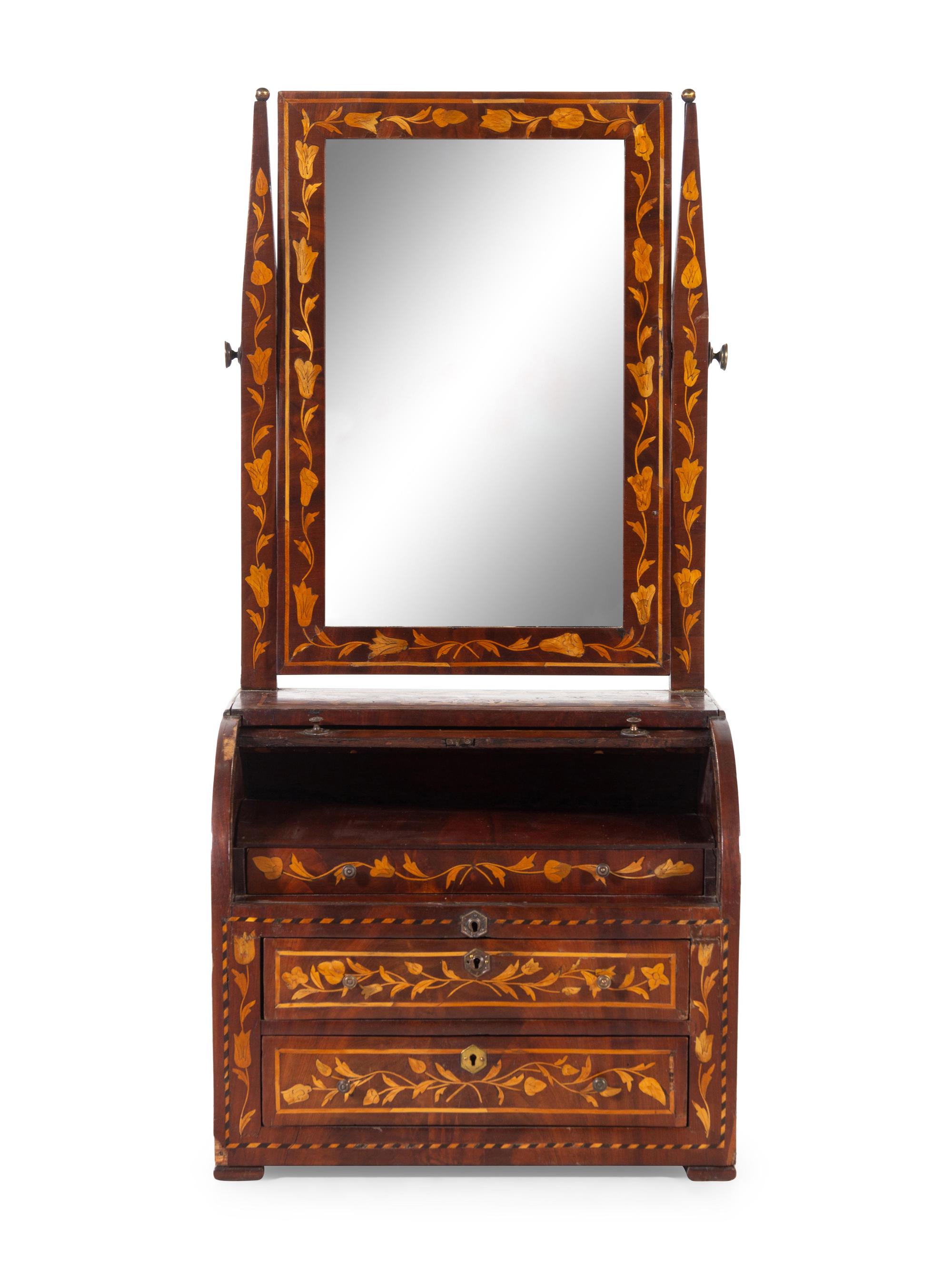 A Continental Marquetry Dressing Mirror