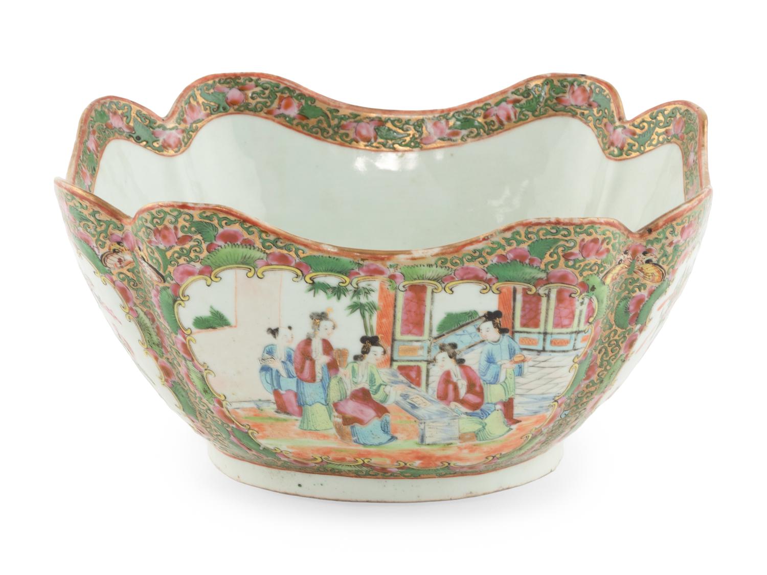 A Rose Medallion Porcelain Center Bowl