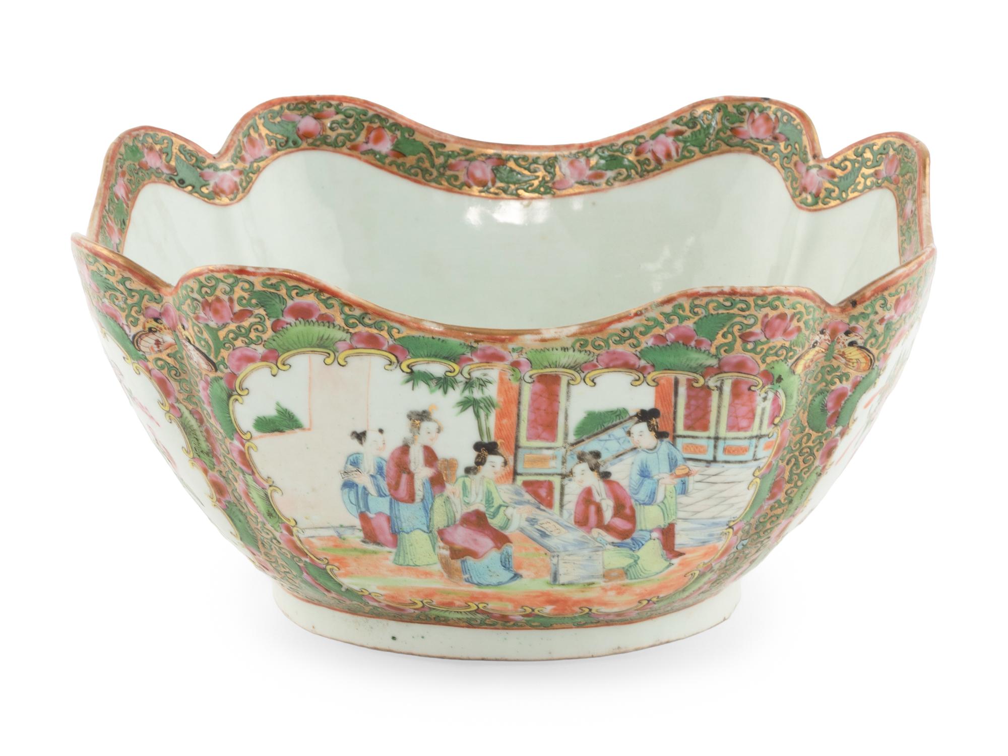 A Rose Medallion Porcelain Center Bowl