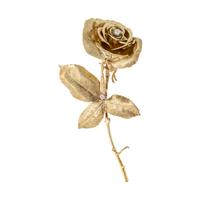 YELLOW GOLD AND DIAMOND ROSE BROOCH