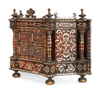 A South American Colonial Tortoiseshell and Mother-of-Pearl Inlaid Tabernacle Cabinet