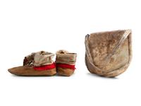 Athapaskan Moosehair Embroidered Hide Moccasins, PLUS