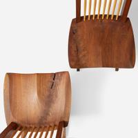 Mira Nakashima (American, b. 1942) Pair of Special Single-Board Seat "Conoid Host" Chairs, George Nakashima Woodworker, New Hope, Pennsylvania, 2007
