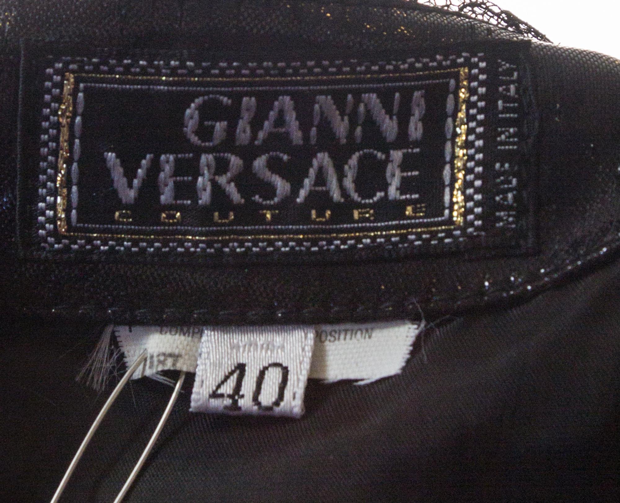 A Gianni Versace Black Lace Skirt Ensemble, Skirt size 40, blouse size 44.