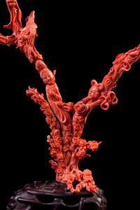 A Large Red Coral Figural Group Height 13 inches. — LATE QING DYNASTY/REPUBLIC PERIOD
