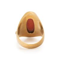 CORAL AND YELLOW GOLD RING